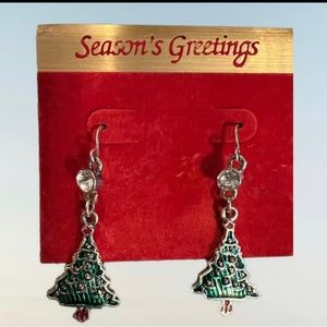 Christmas earrings trees pierced ears new